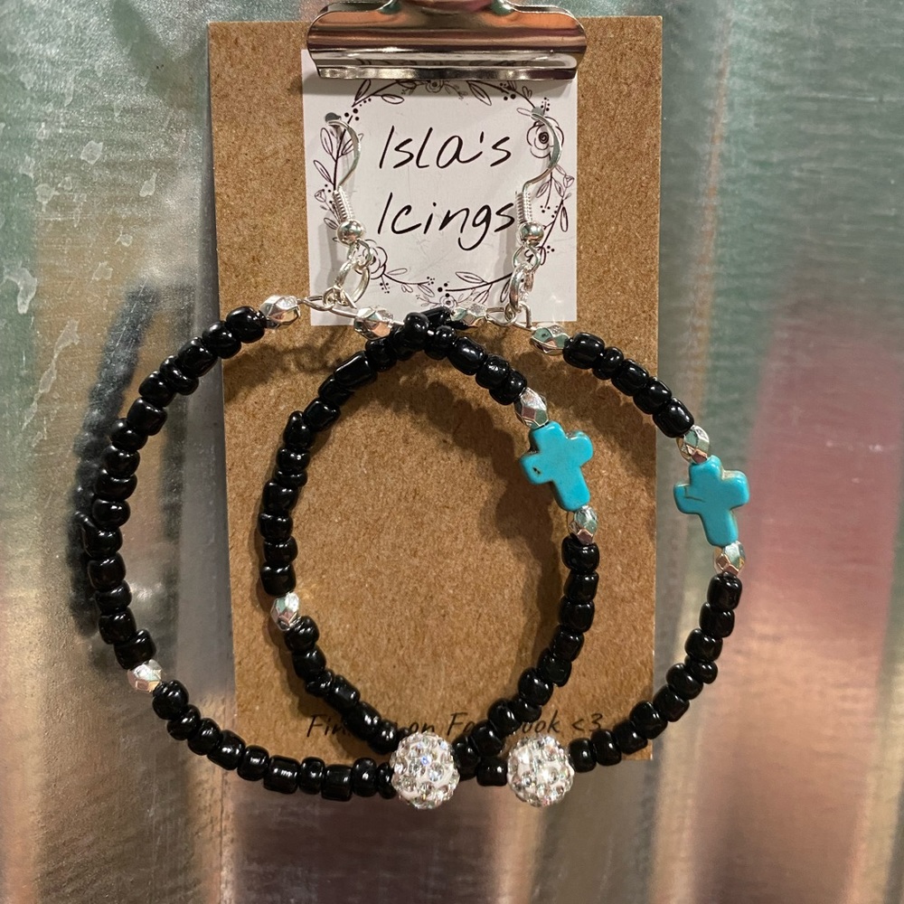 Beaded Hoop Earrings - large